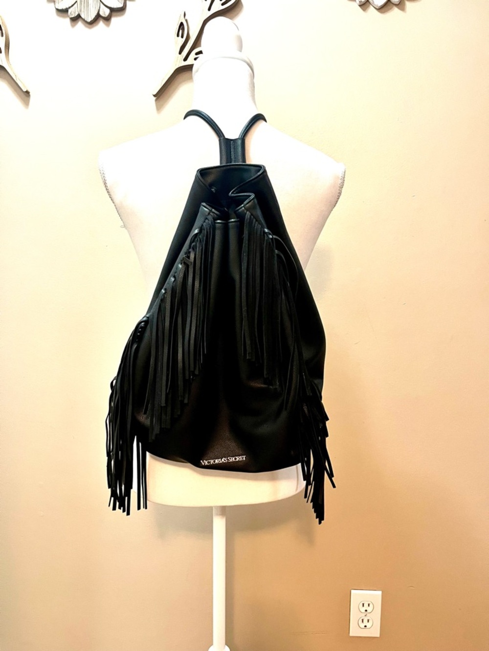 Victoria's Secret Black Fringe Backpack